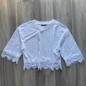Topshop Boxy Lace Trim Crop Top